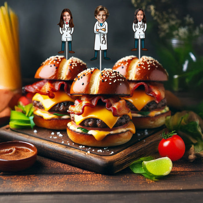 Personalized Doctor Face Cupcake Toppers