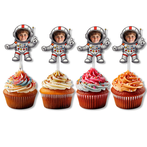 Personalized Astronaut Face Cupcake Toppers