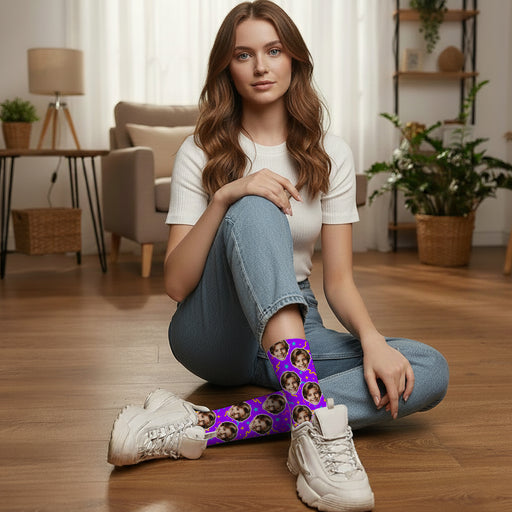 Custom Retro 90s Socks – Personalized Face Photo Throwback Gift