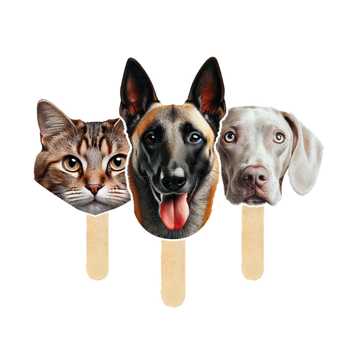Bleu Reign Personalized Big Head Funny Dog & Cat Cutout Face Sticks