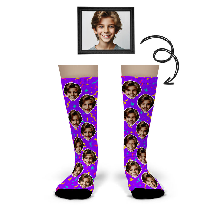 Custom Retro 90s Socks – Personalized Face Photo Throwback Gift