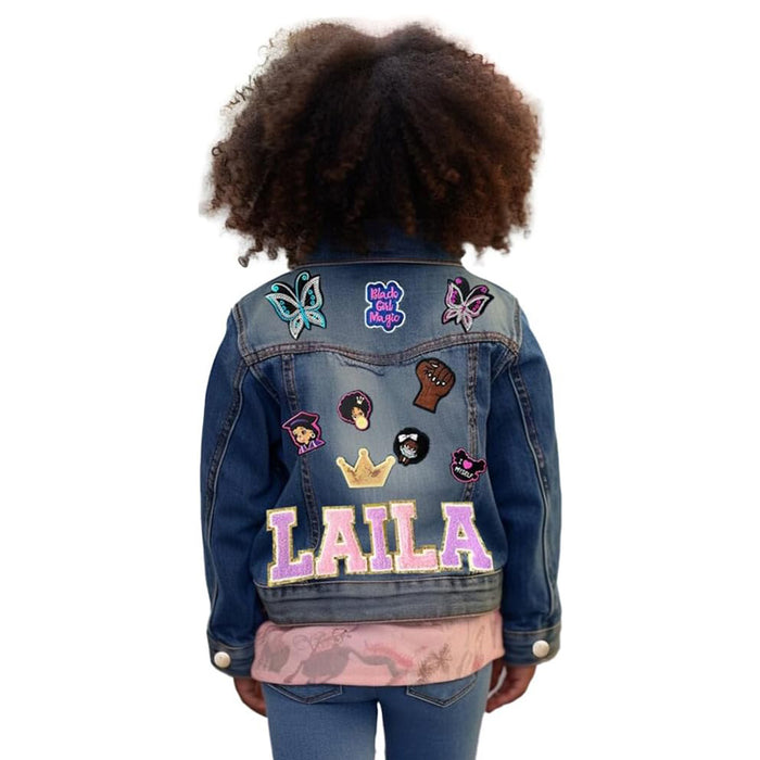 Personalized Denim Jacket with Patches – Black Girl Magic Edition