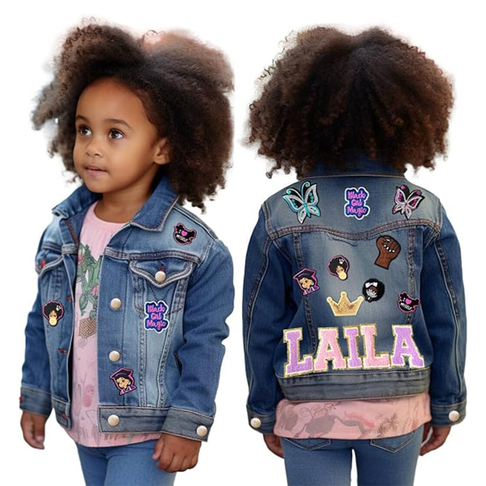 Personalized Denim Jacket with Patches – Black Girl Magic Edition