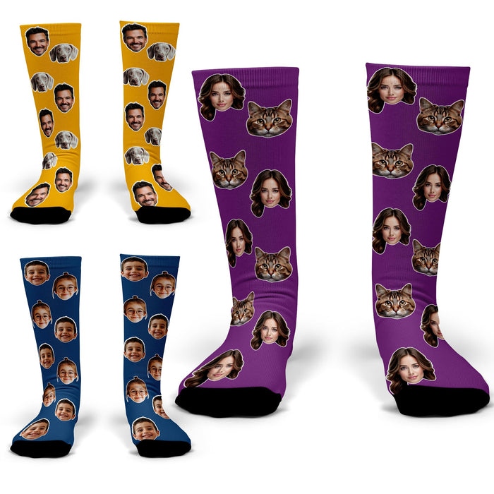Personalized Custom Face Socks – Fun Crew Socks with Pets, People, or Any Photo