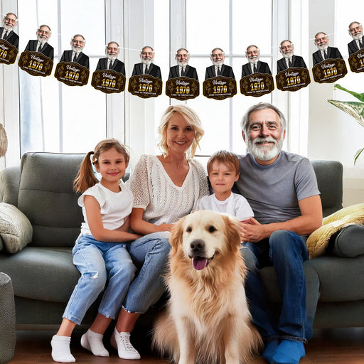 Personalized Aged to Perfection Face Bunting Banner
