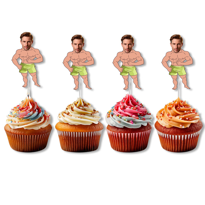 Bleu Reign Personalized Bodybuilder Face Cupcake Toppers