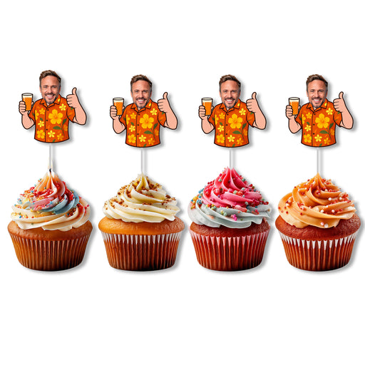 Personalized Tropical Luau Face Cupcake Toppers