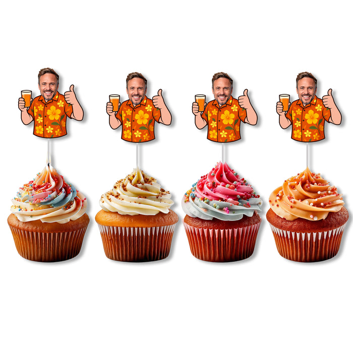 Bleu Reign Personalized Tropical Luau Face Cupcake Toppers