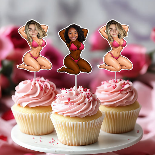 Personalized Bikini Face Cupcake Toppers