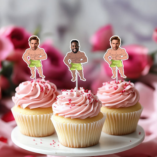 Personalized Bodybuilder Face Cupcake Toppers