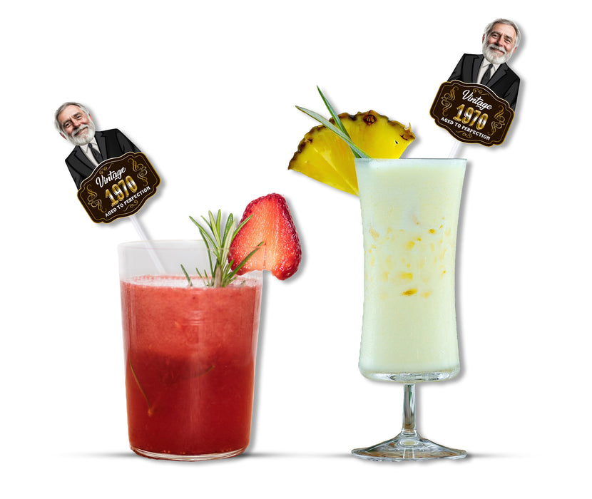 Bleu Reign Personalized Aged to Perfection Face Straws