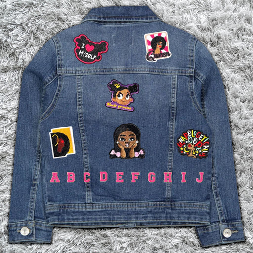 Personalized Denim Jacket with Patches – Black Girl Magic Edition