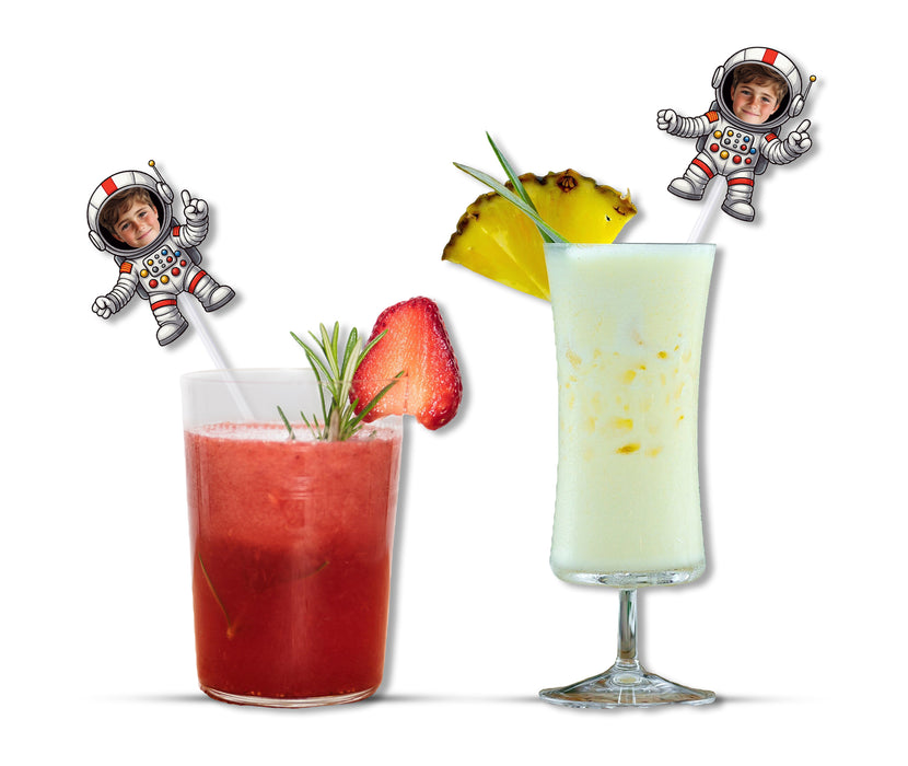 Bleu Reign Personalized Astronaut Face Straws