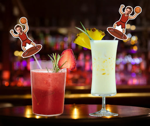 Personalized Basketball Player Face Straws