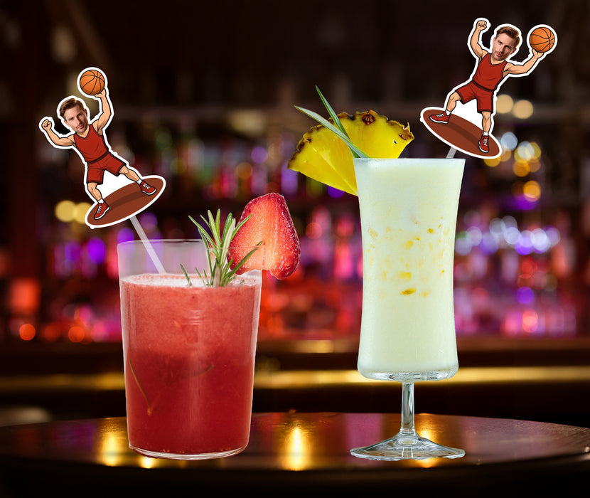 Personalized Basketball Player Face Straws