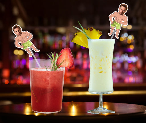 Personalized Bodybuilder Face Plastic Straws