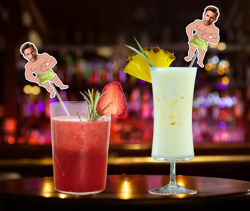 Personalized Bodybuilder Face Plastic Straws