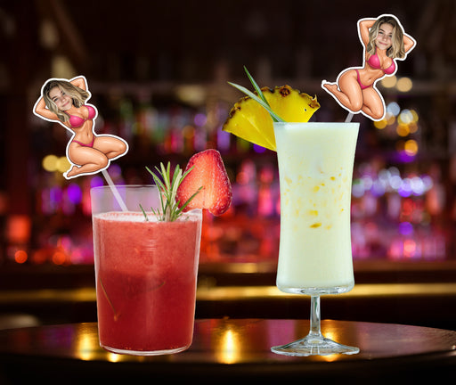 Personalized Bikini Face Plastic Straws