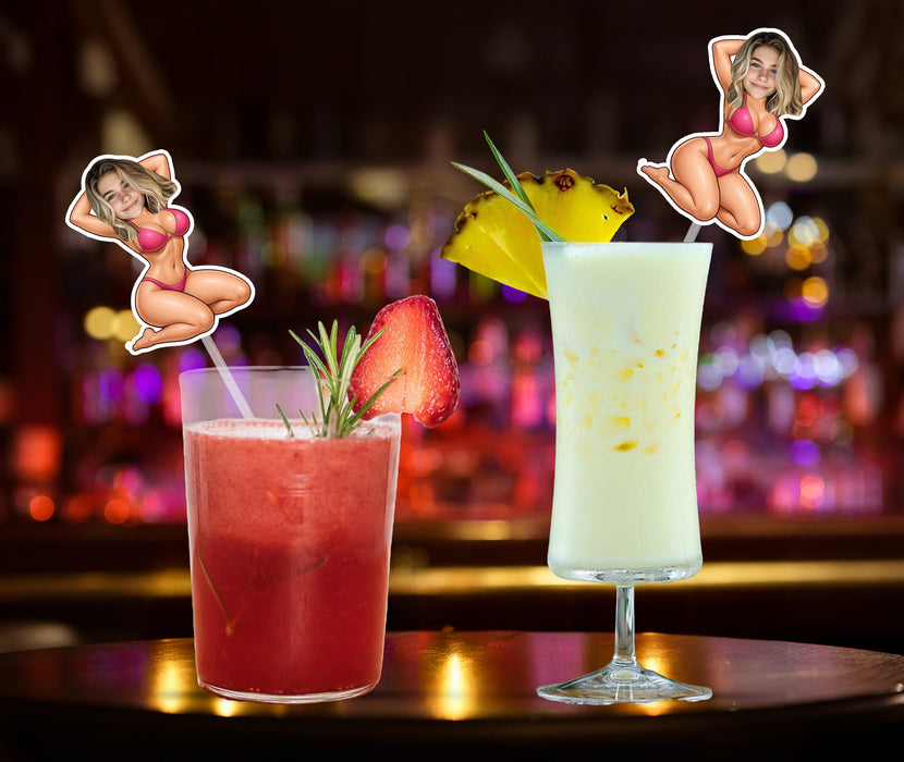 Personalized Bikini Face Plastic Straws