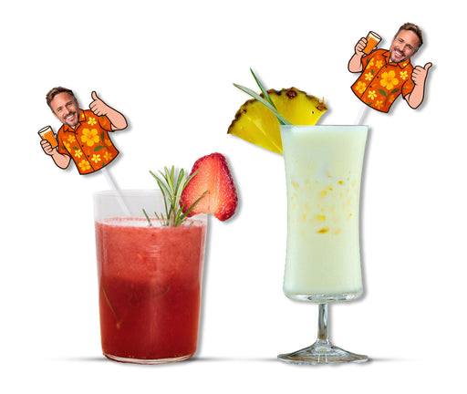 Personalized Tropical Luau Face Straws