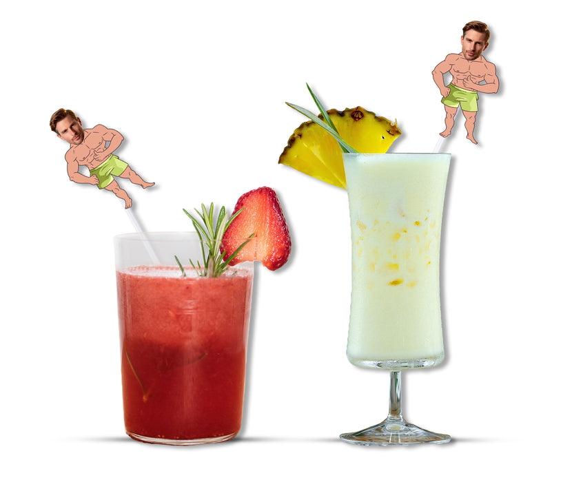 Bleu Reign Personalized Bodybuilder Face Plastic Straws