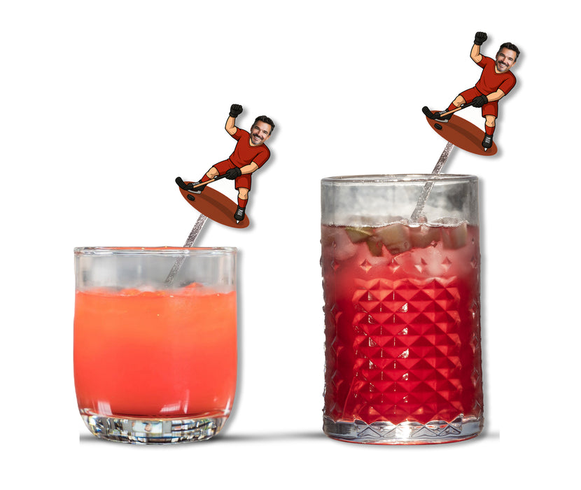 Bleu Reign Personalized Hockey Player Face Swizzle Sticks
