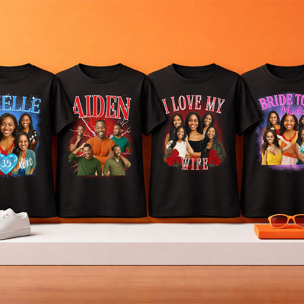 Personalized photo T-shirts with custom faces, names and collage designs