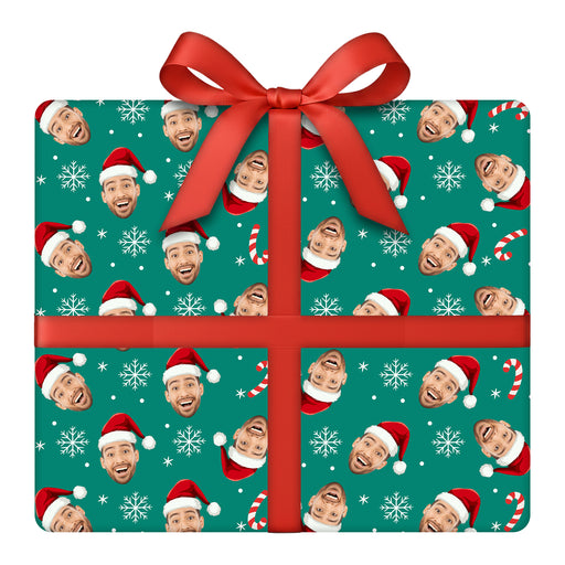 Personalized Santa Hat Face Christmas Wrapping Paper
