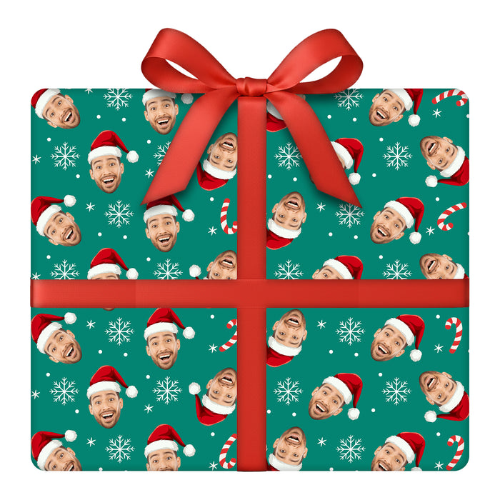 Personalized Santa Hat Face Christmas Wrapping Paper