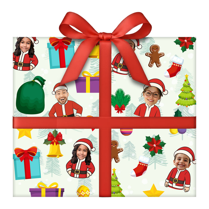 Personalized Santa Face Christmas Wrapping Paper