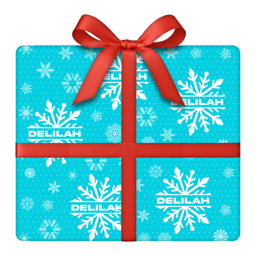 Personalized Frosted Snowflake Holiday Wrapping Paper