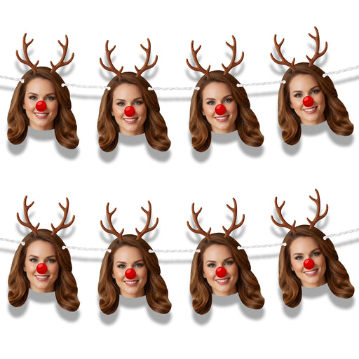 Personalized Reindeer Bunting Banner – Custom Christmas Garland with Your Photo