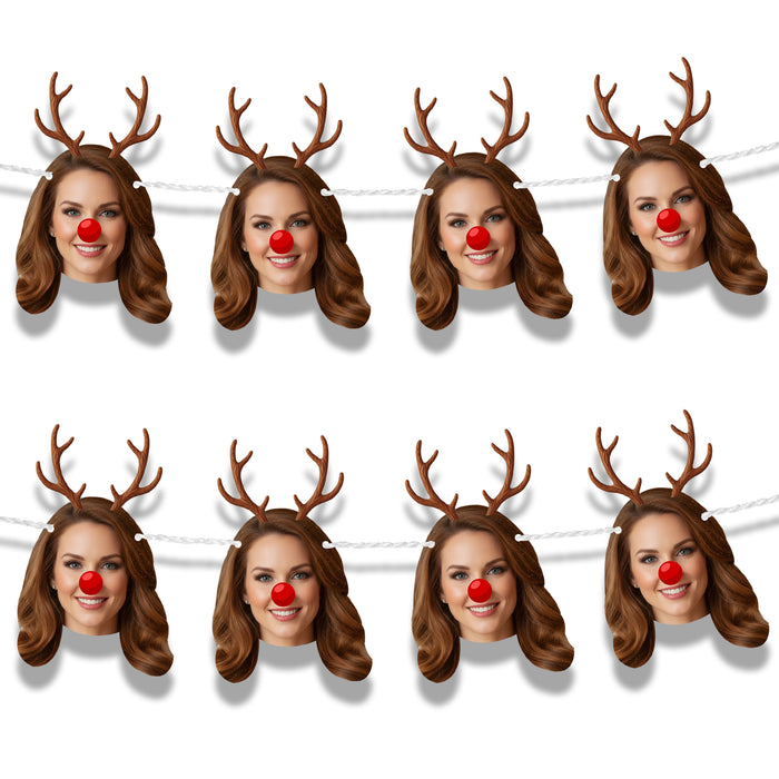 Personalized Reindeer Bunting Banner – Custom Christmas Garland with Your Photo