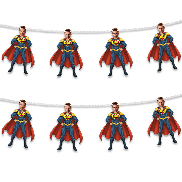 Personalized Cape Super Dad Bunting Banner – Custom Father's Day Birthday Party Decor