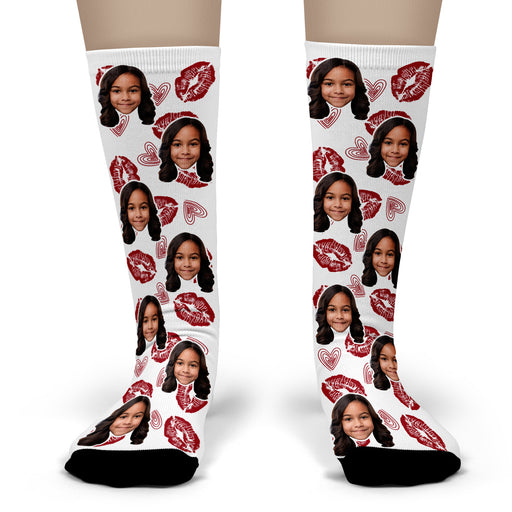 Bleu Reign Custom Kiss Socks – Personalized Face Photo Socks with Lips & Hearts