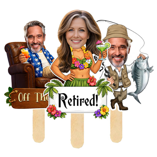 Personalized Retirement Face Sticks – Custom Retirement Photo Props with Your Photo