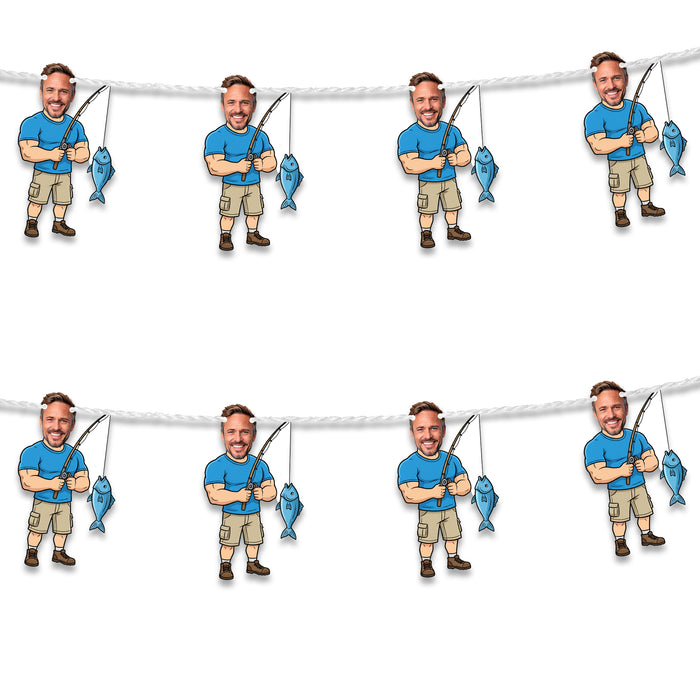 Personalized Fishing Dad Bunting Banner – Custom Father's Day Birthday Party Decor