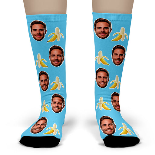 Bleu Reign Custom Banana Face Socks – Personalized Funny Photo Gag Gift