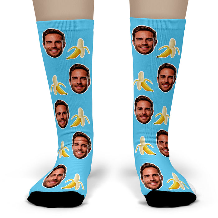 Bleu Reign Custom Banana Face Socks – Personalized Funny Photo Gag Gift