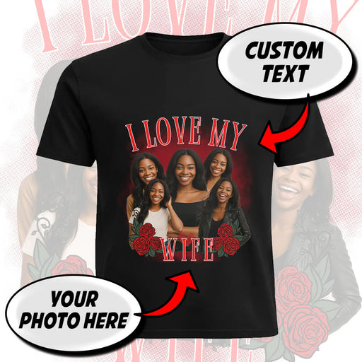 Custom Couple Photo T-Shirt with Name – Personalized Bootleg Lightning Anniversary Tee