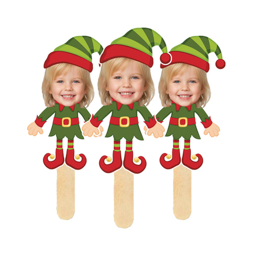 Personalized Elf Face Sticks – Custom Christmas Photo Props with Your Picture