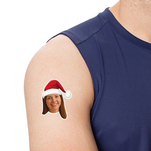 Personalized Santa Hat Temporary Tattoos – Custom Christmas Party Favors with Your Photo