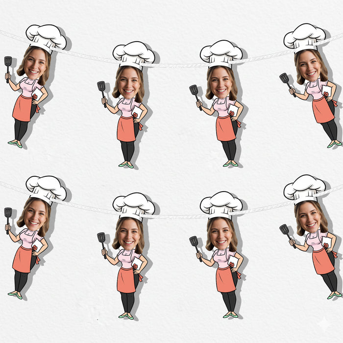 Personalized Chef Mom Bunting Banner – Custom Mother's Day Birthday Party Decor