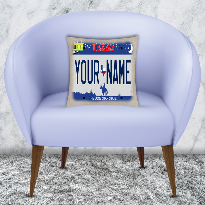 Bleu Reign Personalized License Plate Pillow Case - Custom Name Novelty Souvenir (All 50 States)