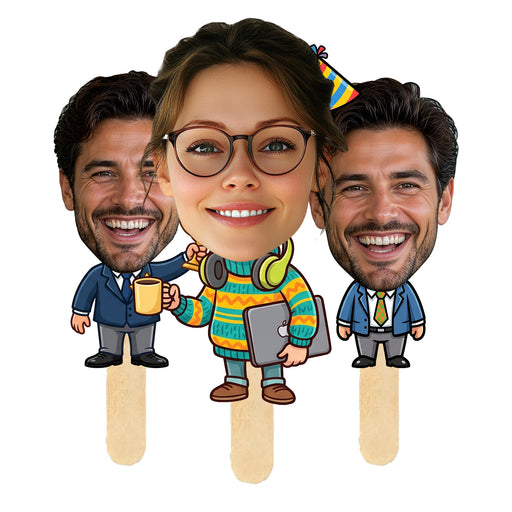 Personalized Office / Corporate Face Sticks – Custom Office Photo Props with Your Photo