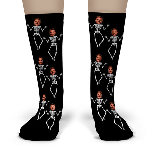 Bleu Reign Custom Skeleton Socks – Personalized Face Photo Halloween Gift