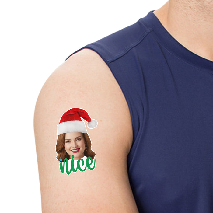Personalized Naughty or Nice Temporary Tattoos – Custom Christmas Party Tattoos with Your Photo