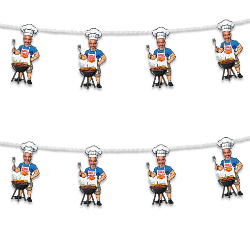 Personalized Grill Master Dad Bunting Banner – Custom Father's Day Birthday Party Decor