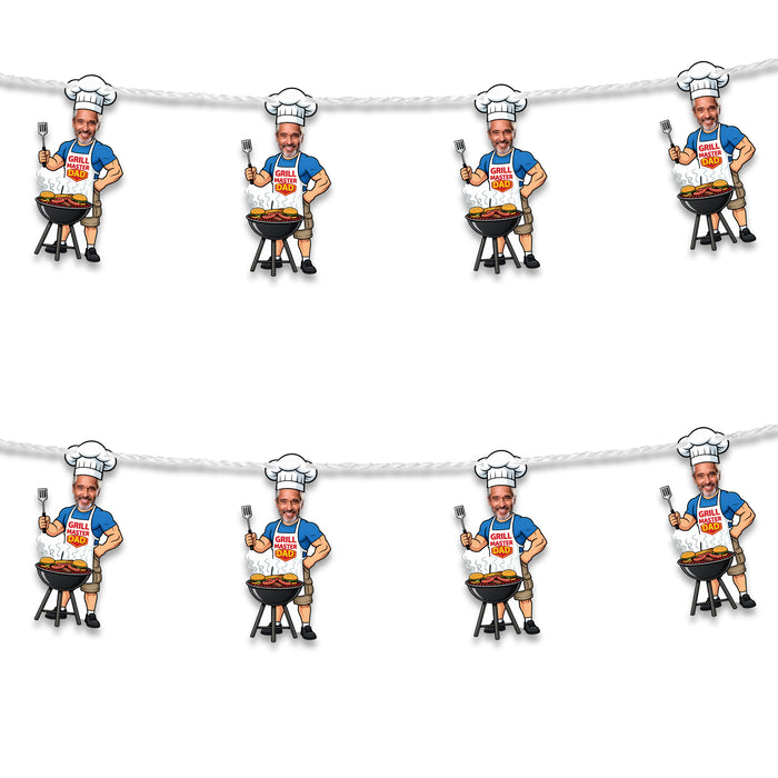 Personalized Grill Master Dad Bunting Banner – Custom Father's Day Birthday Party Decor