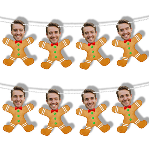 Personalized Gingerbread Bunting Banner – Custom Christmas Garland with Your Photo